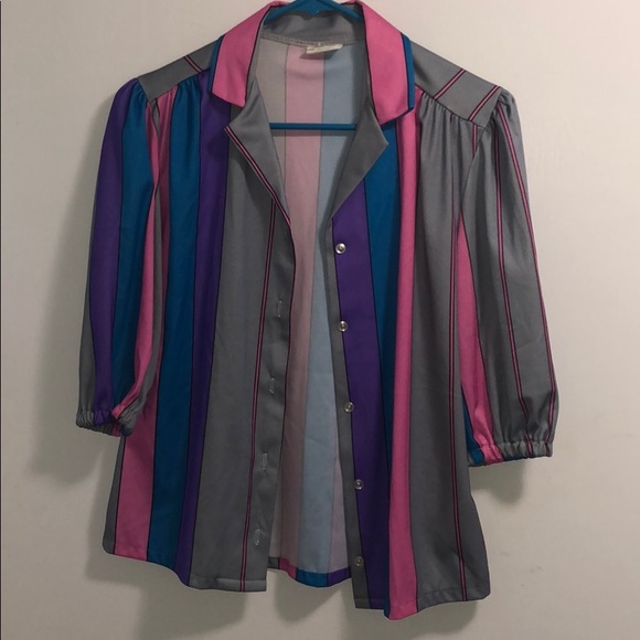 Tops - Striped Button Down Blouse